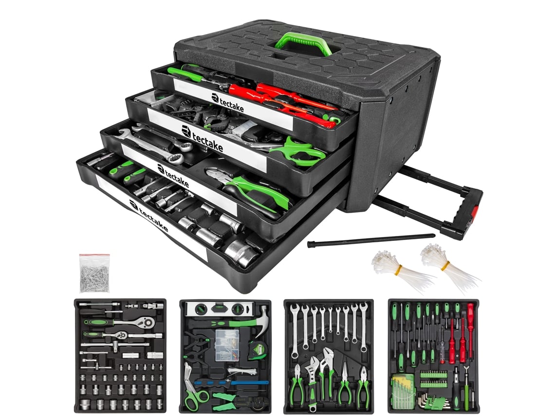 Caixa TECTAKE de Ferramentas Trolley, com 4 Gavetas - 899 Peças
