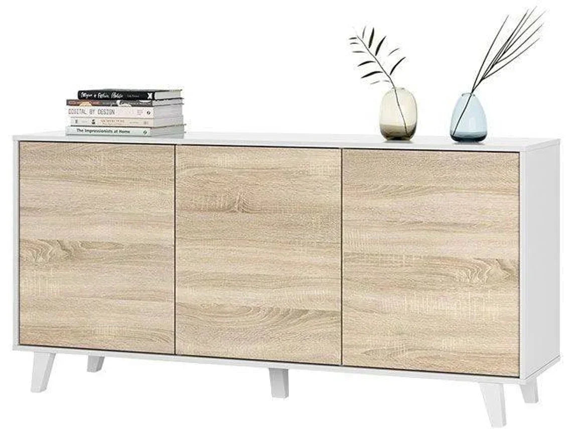 Aparador HABITDESIGN (Branco - Carvalho - Melamina - 154 x 75 x 41 cm)