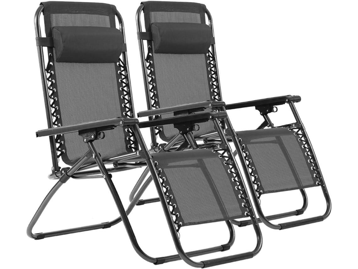 Conjunto de 2 Cadeiras Reclináveis Zero Gravity Cadeiras Espreguiçadei