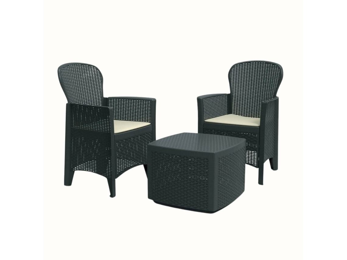 Conjunto de Jardim Tree Antracite IPAE PROGARDEN (2 Cadeirões + 1 Mesa